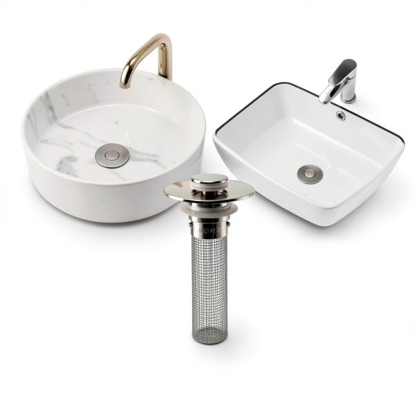 Bathroom Sink Stopper Strainer HFMZYWA 2PCS Pop-Up with Stainless-8
