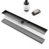 Linear Shower Drain kuaisailsk 24in Matte Black Tile Insert Panel-7