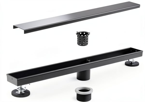 Linear Shower Drain kuaisailsk 24in Matte Black Tile Insert Panel-3
